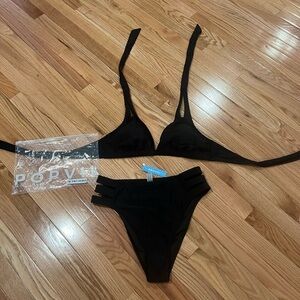 PopVil two piece bathing suit-Large/Black